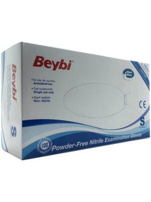 Beybi Nitril Mavi Pudrasız Eldiven Small 100'lü - Beybi