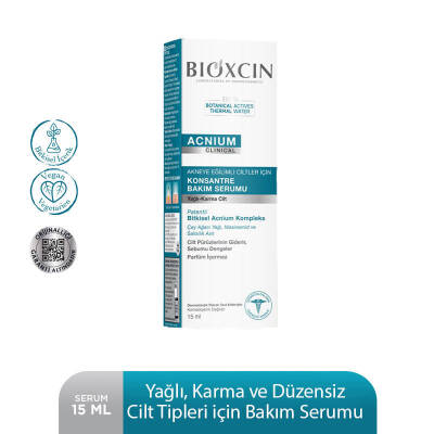 Bioxcin Acnium Karma ve Yağlı Ciltler İçin Konsantre Bakım Serumu 15 ml - Bioxcin