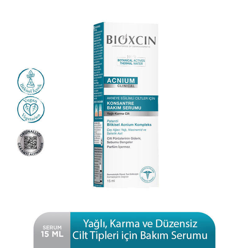 Bioxcin Acnium Karma ve Yağlı Ciltler İçin Konsantre Bakım Serumu 15 ml - 1