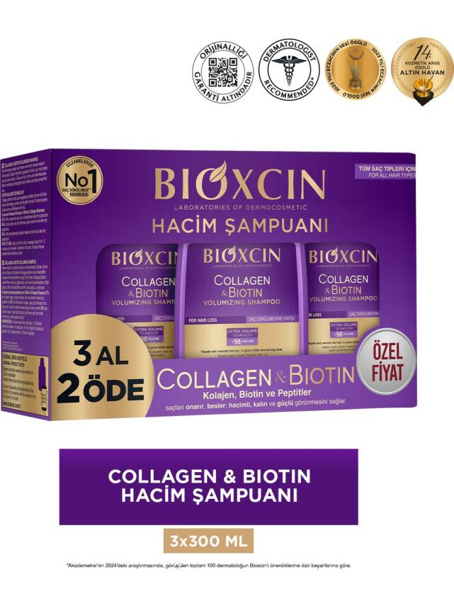 Bioxcin Collagen & Biotin Hacim Şampuanı 300 ml - 3 Al 2 Öde - 1