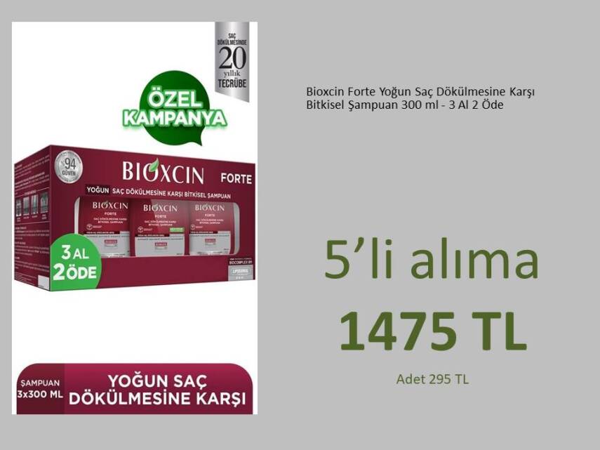 Bioxcin Forte Yoğun Saç Dökülmesine Karşı Bitkisel Şampuan 300 ml - 3 Al 2 Öde Özel Fiyat Etiketli - 1