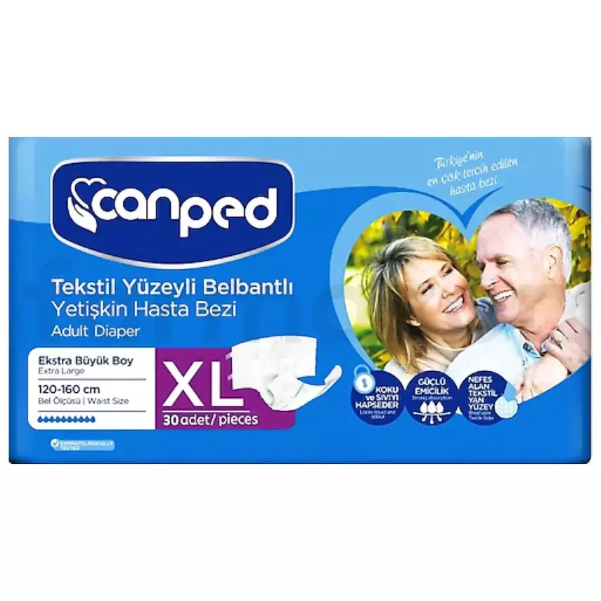 Canped Tekstil Yüzey Belbantlı Hasta Bezi xLarge 30'lu - 1