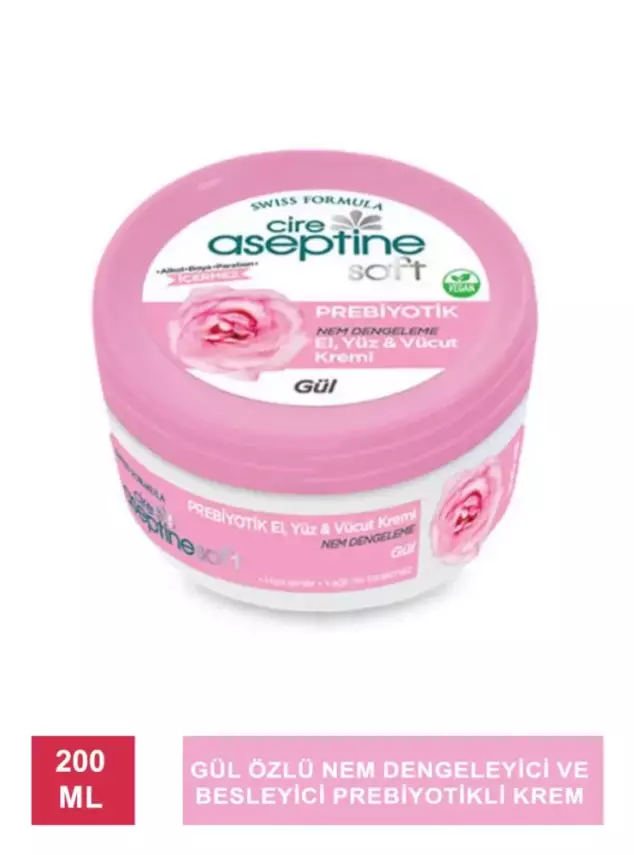 Cire Aseptine Soft Gül Prebiyotik Nemlendirici Bakım Kremi 200 ml - 1