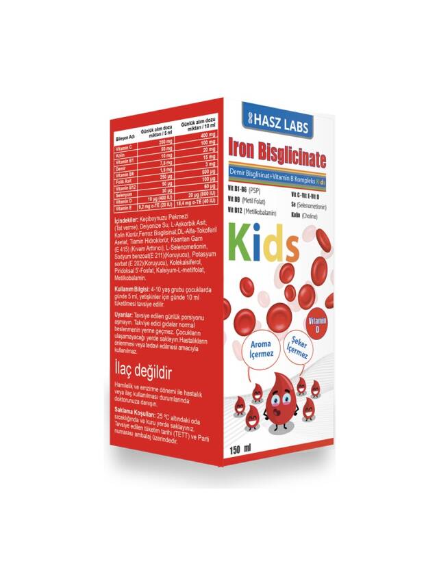 Iron Bisglisinat Kids Şurup Vitamin B Kompleks 150 ml - 1
