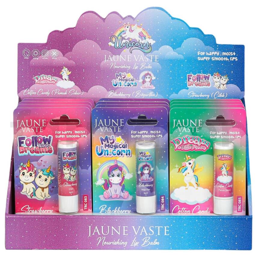 Jaune Vaste Lip Balm Kids Unicorn Dudak Kremi 12'li Karma Stant - 1