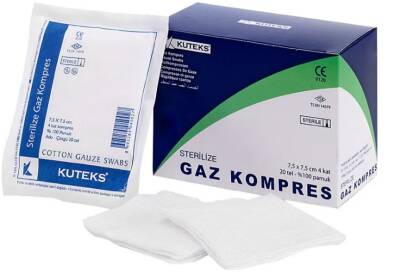Kuteks Steril Gaz Kompres Eko 7.5 x 7.5 cm (1x25) 25'li - Kuteks
