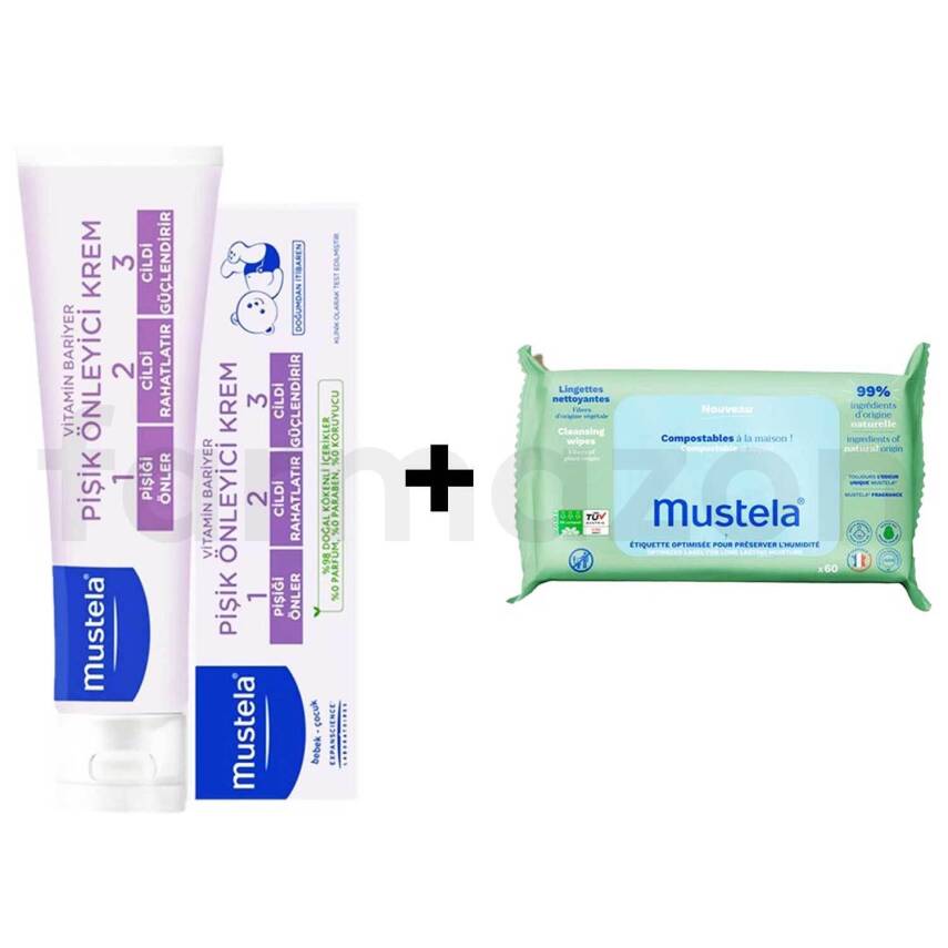Mustela Vitamin Barrier 1-2-3 Cream 100 ml + 60 Yaprak Islak Mendil - 1