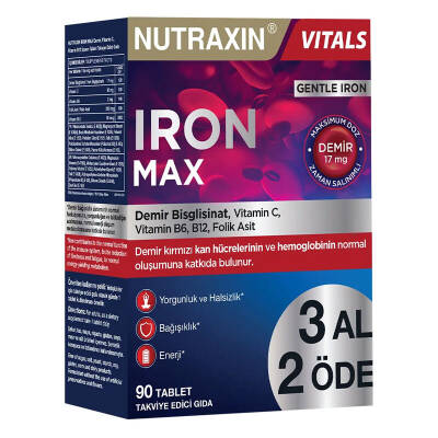 Nutraxin Iron Max 90 Tablet - 3 Al 2 Öde - Nutraxin