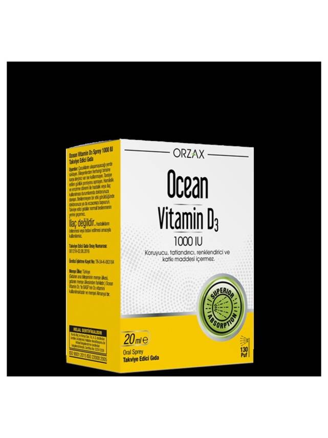 Orzax Ocean Vitamin D3 1000 IU Sprey 20ml - 1