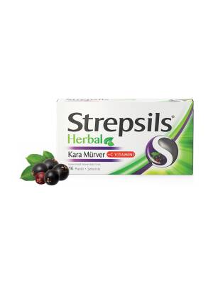 Strepsils Herbal Kara Mürver 16 Pastil - Strepsils