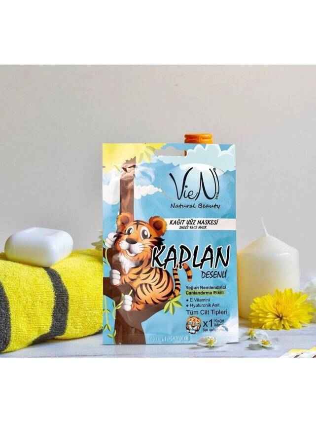 Vien Kağıt Yüz Maskesi Kaplan Desenli E Vitaminli 25 gr - 1