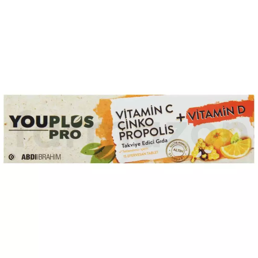 Youplus Pro Vitamin C D Çinko Propolis 15 Efervesan Tablet - 1
